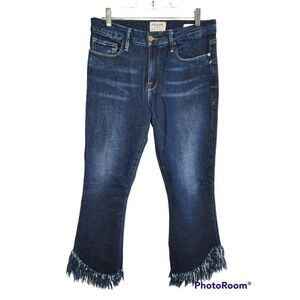 Frame Denim Le Crop Mini Boot Jean Shredded Raw Bayberry Wash Women Size 29 $250
